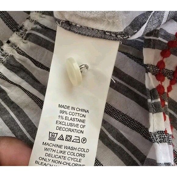 Kate Spade Broome Street Women's M Stripped BOHO Embroidered Oversized Tunic Top - Picture 7 of 9